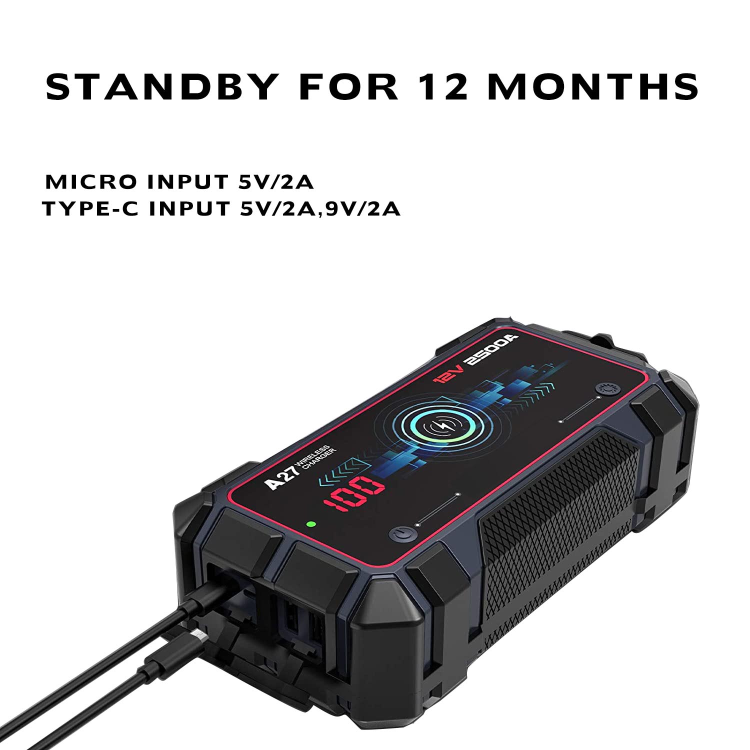 21800mah 12v wireless charging battery Jump Starter Multi-Function Portable 12V 